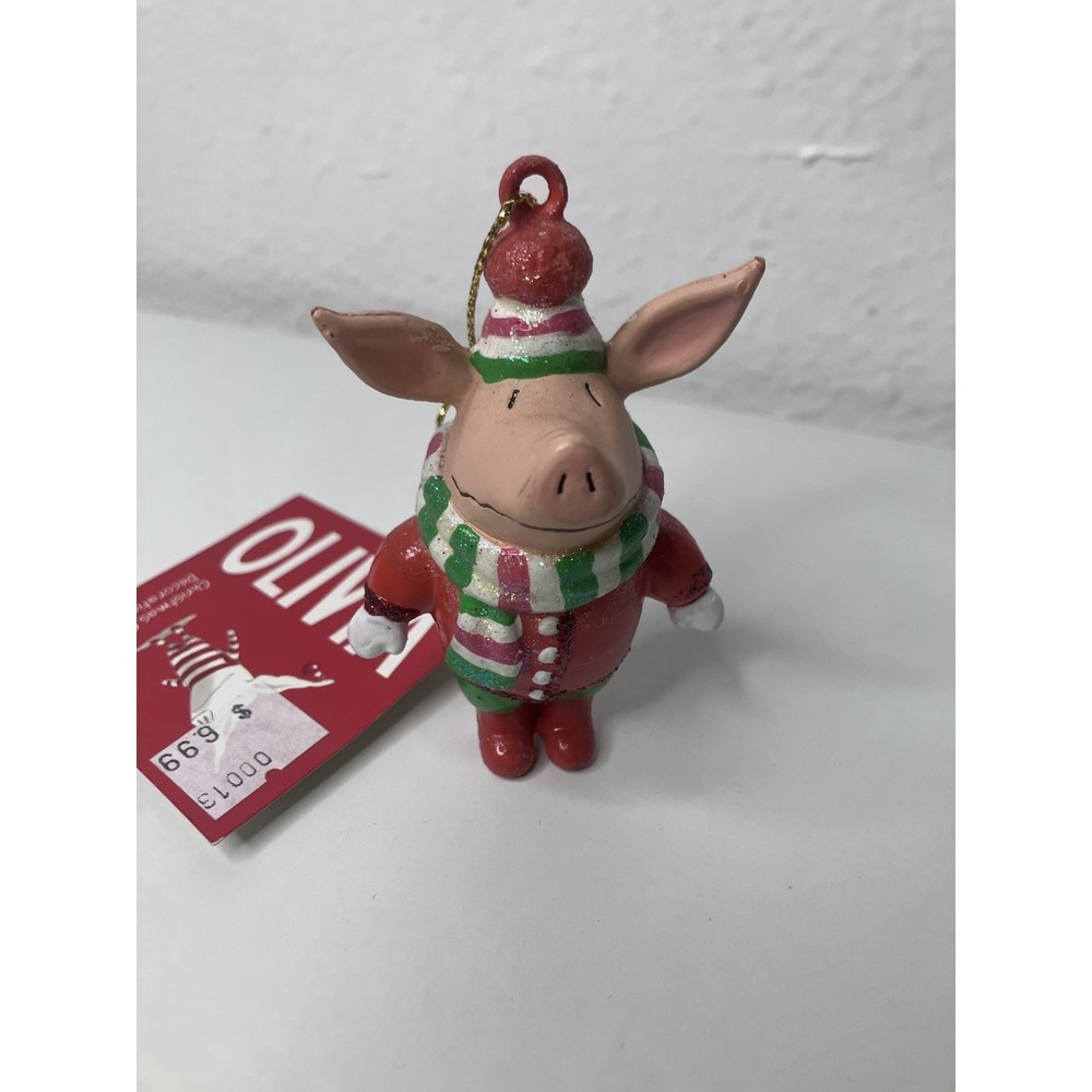 VTG 2008 Kurt S. Adler "Olivia" Christmas Ornament ~3.5" New With Tags Pig
